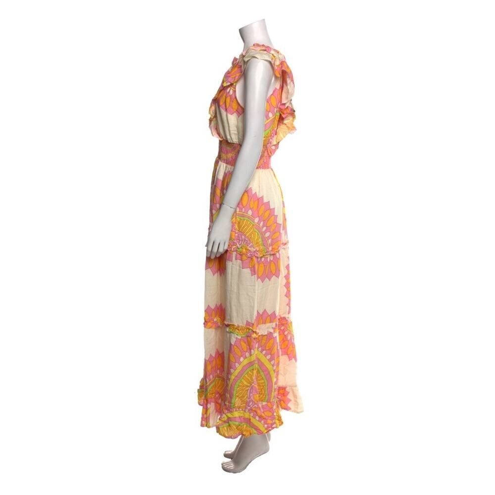 NWT Love the Label Boho Maxi Dress Linen Blend Ruffle Tiered Size L - Picture 5 of 13